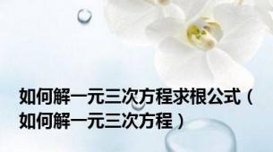 如何解一元三次方程求根公式（如何解一元三次方程）