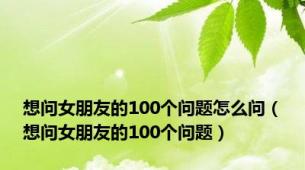 想问女朋友的100个问题怎么问（想问女朋友的100个问题）