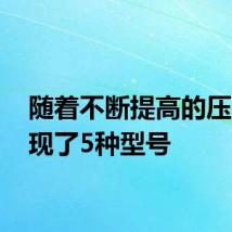 随着不断提高的压力 出现了5种型号
