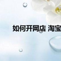 如何开网店 淘宝
