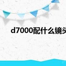 d7000配什么镜头